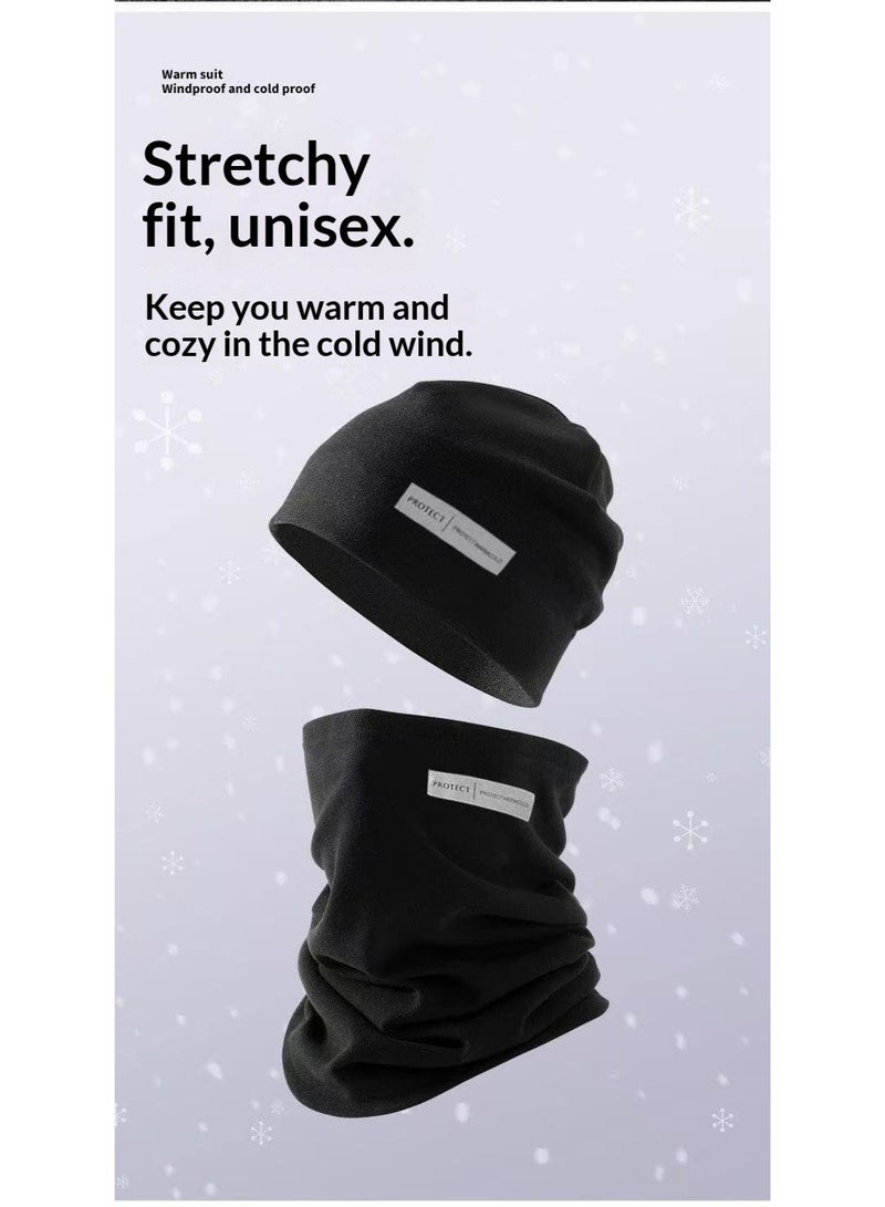 Protect Winter Hat Scarf Gloves Sets - Soft Knitted Neck Warmer Fleece Liner Warm Beanie Cap Touchscreen Gloves for Men Women - Image 4